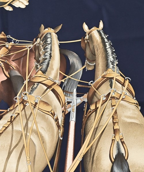 HERMES（エルメス）バンダナ・スカーフ 紺 サイズ:90 レディース/2200678115848