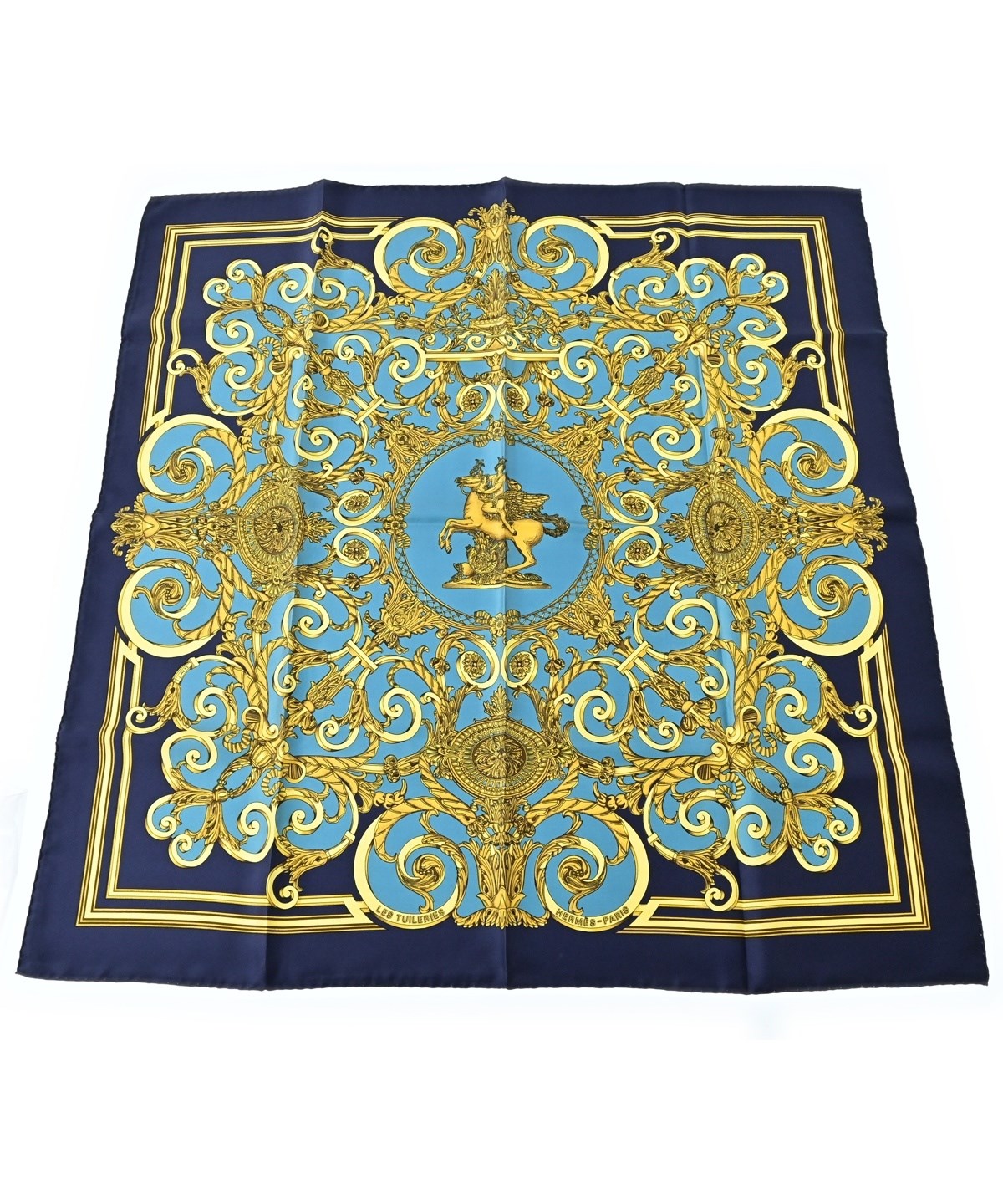 HERMES（エルメス）バンダナ・スカーフ 紺 サイズ:90 レディース