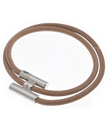 HERMÈS ベージュ レザーバングル HERMES（エルメス）ブレスレット・バングル ベージュ サイズ