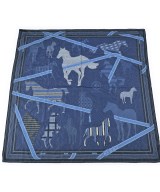 HERMES（エルメス）バンダナ・スカーフ 紺 サイズ:100 レディース/2200698243460