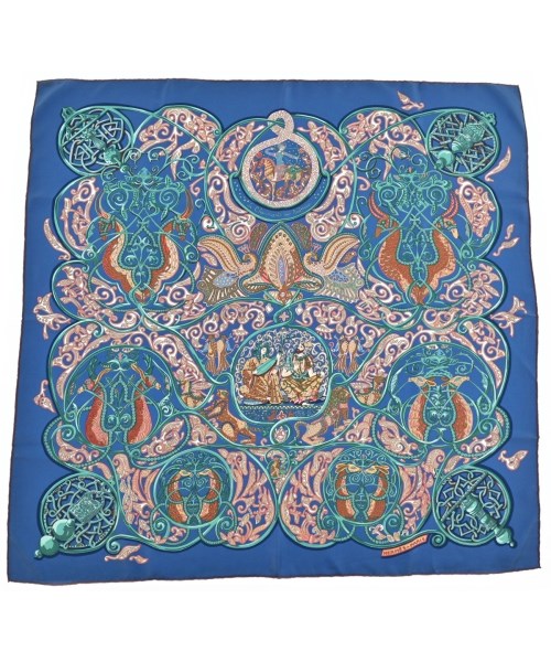 HERMES(エルメス)バンダナ・スカーフ 青 サイズ:90/2200654551134