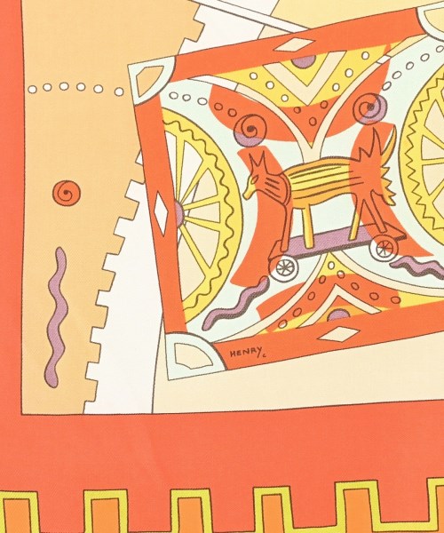 HERMES（エルメス）バンダナ・スカーフ 黄 サイズ:90 レディース/2200654762257