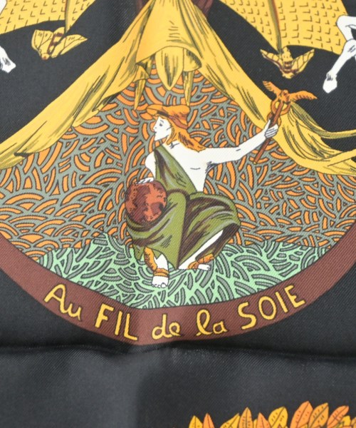 HERMES（エルメス）バンダナ・スカーフ 黒 サイズ:90 レディース/2200656057016