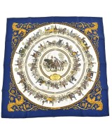 HERMES（エルメス）バンダナ・スカーフ 青 サイズ:90 レディース/2200656057030