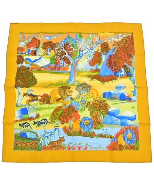 HERMES(エルメス)バンダナ・スカーフ 黄 サイズ:90/2200659906755