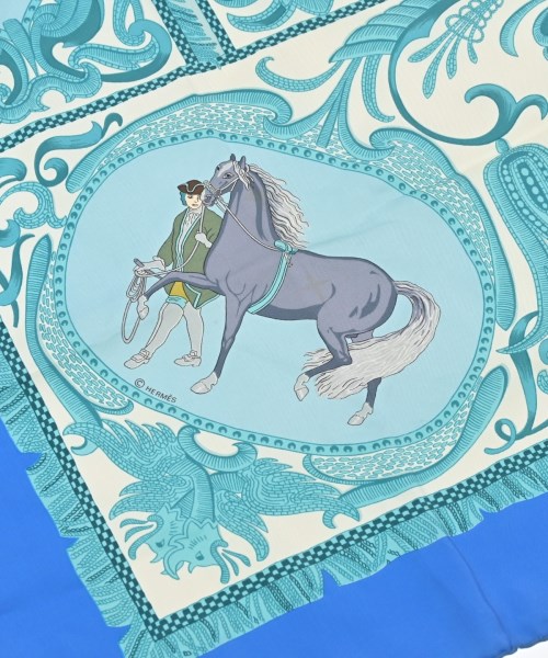 HERMES（エルメス）バンダナ・スカーフ 青 サイズ:90 レディース/2200713629453
