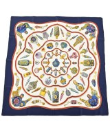 HERMES（エルメス）バンダナ・スカーフ 紺 サイズ:90 レディース/2200652145113