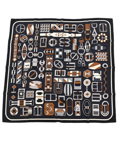 HERMES(エルメス)バンダナ・スカーフ 紺 サイズ:90/2200652848113