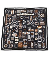 HERMES（エルメス）バンダナ・スカーフ 紺 サイズ:90 レディース/2200652848113