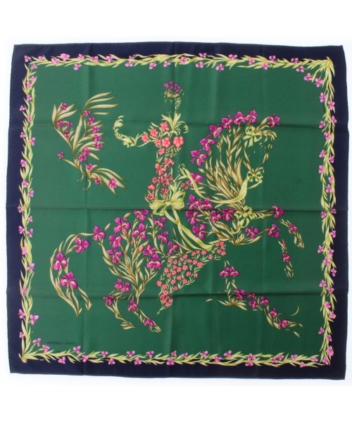 HERMES(エルメス)バンダナ・スカーフ 緑 サイズ:90/2200665398148