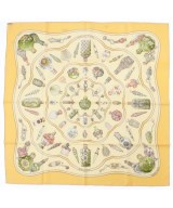 HERMES（エルメス）バンダナ・スカーフ 黄 サイズ:90 レディース/2200669729917