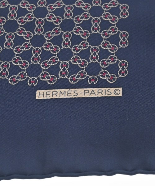 HERMES（エルメス）バンダナ・スカーフ 紺 サイズ:45 レディース/2200724274109