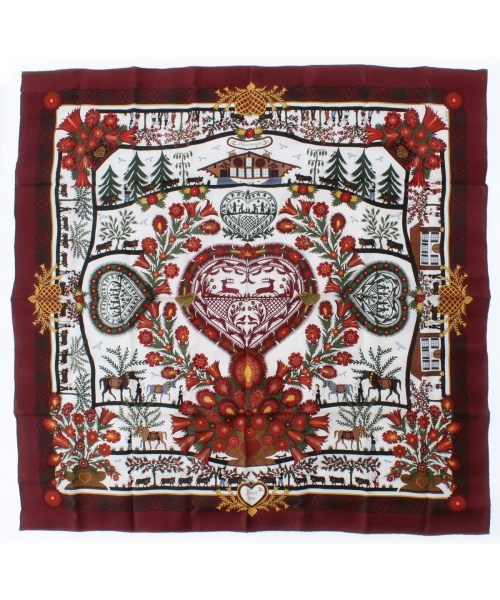 HERMES(エルメス)バンダナ・スカーフ 赤 サイズ:90/2200682369305