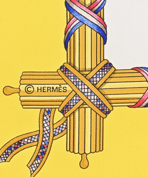HERMES（エルメス）バンダナ・スカーフ 黄 サイズ:90 レディース/2200682248044