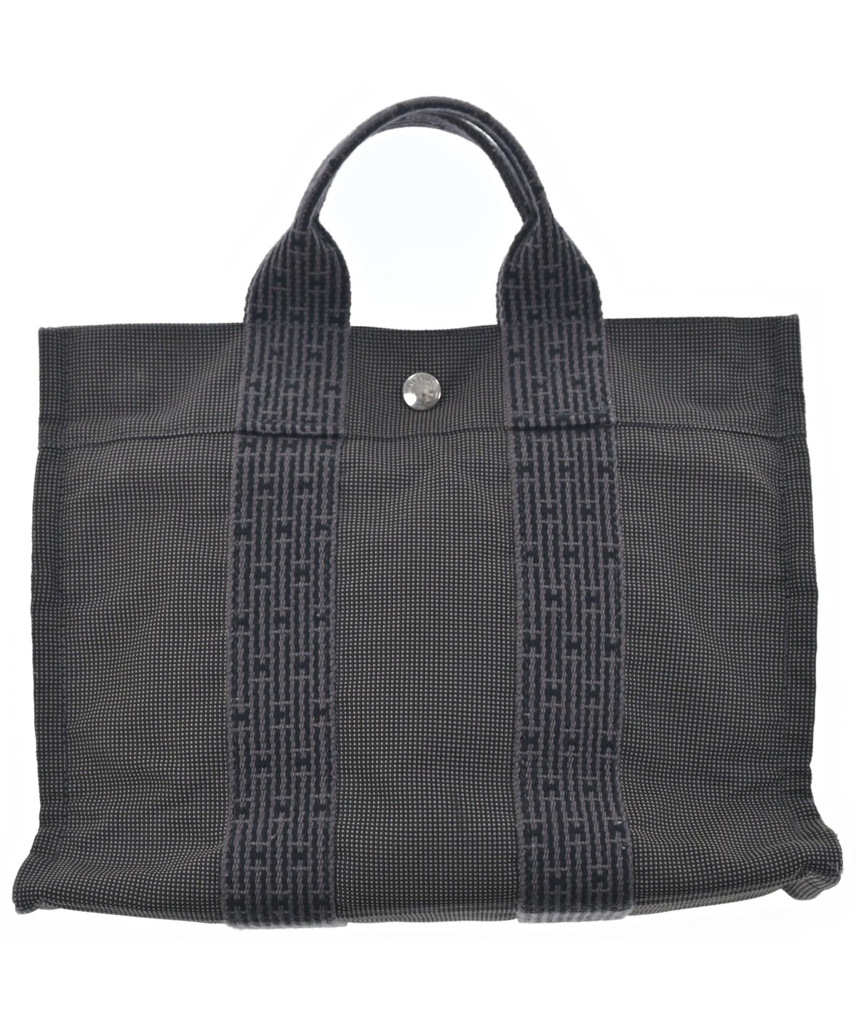 HERMES トートバッグ グレー ブラック キャンバス HERMES（エルメス）トートバッグ グレー サイズ:- レディース
