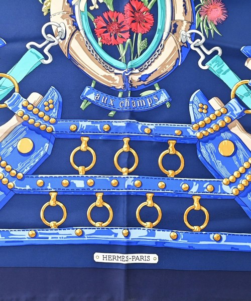 HERMES（エルメス）バンダナ・スカーフ 青 サイズ:90 レディース/2200688823788
