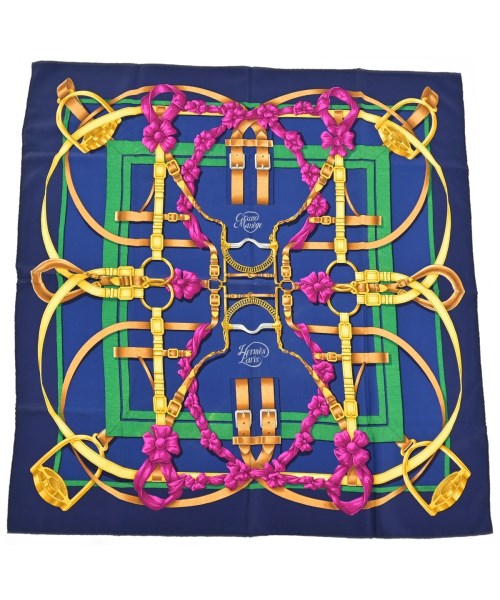 HERMES(エルメス)バンダナ・スカーフ 紺 サイズ:90/2200688823979