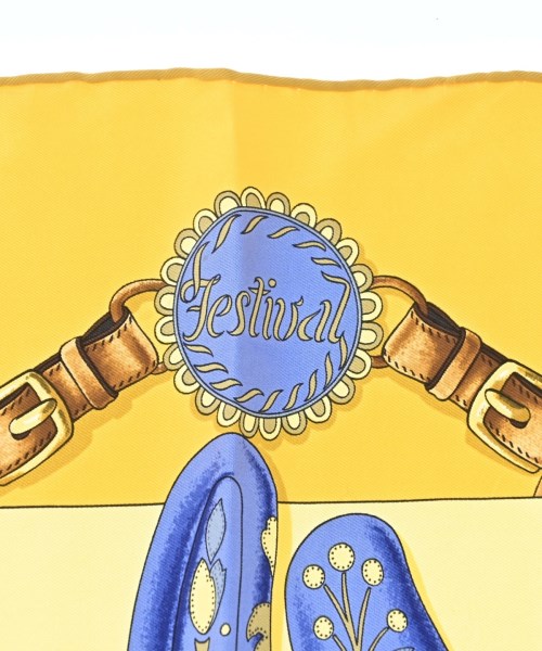 HERMES（エルメス）バンダナ・スカーフ 黄 サイズ:90 レディース/2200688824075