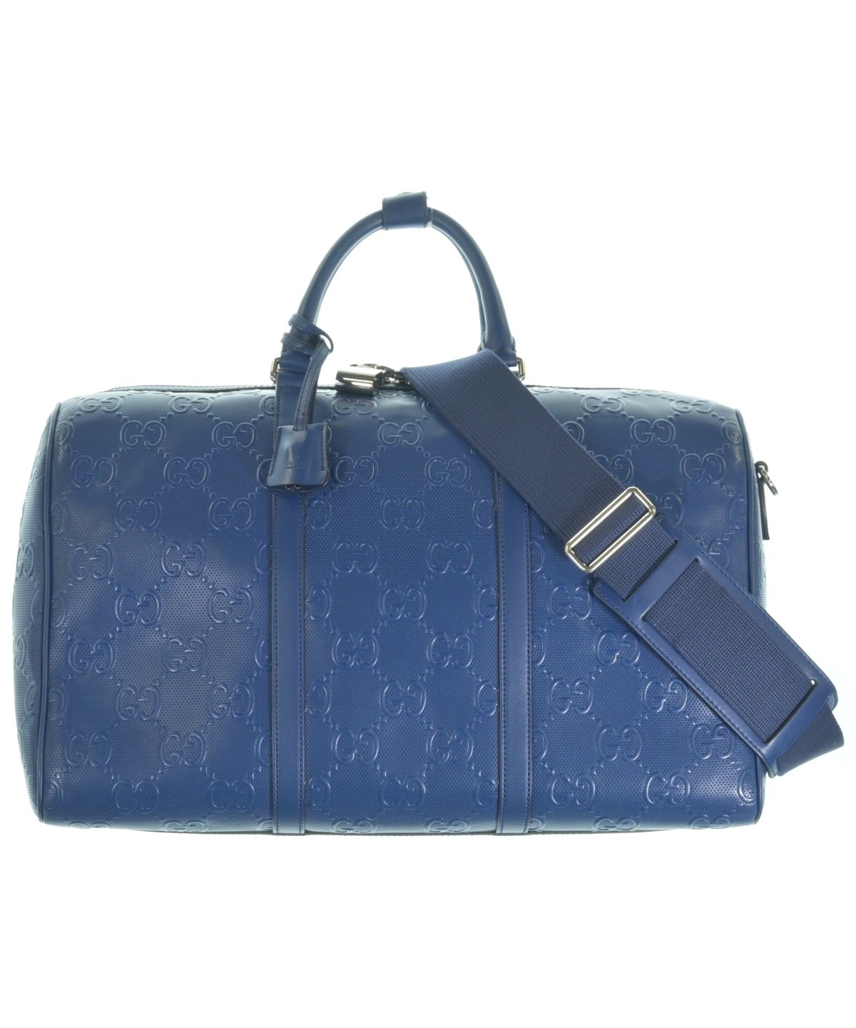 【交渉あり】GUCCI ボストンバッグ ネイビー ストライプ ブルー（青）系 GUCCI(グッチ) ボストンバッグ(メンズ) - 海外