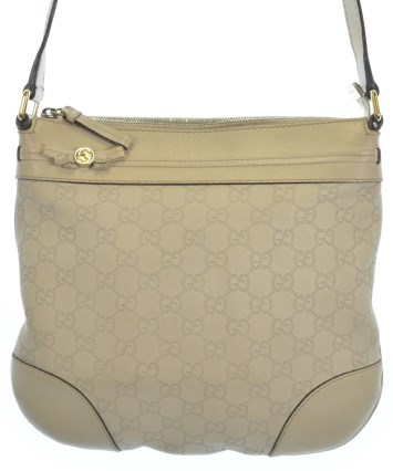 GUCCI グッチ ワンショルダーバッグ 肩掛け ロゴ型押し レザー グレージュ GUCCI（グッチ）ショルダーバッグ 白 サイズ:- レディース