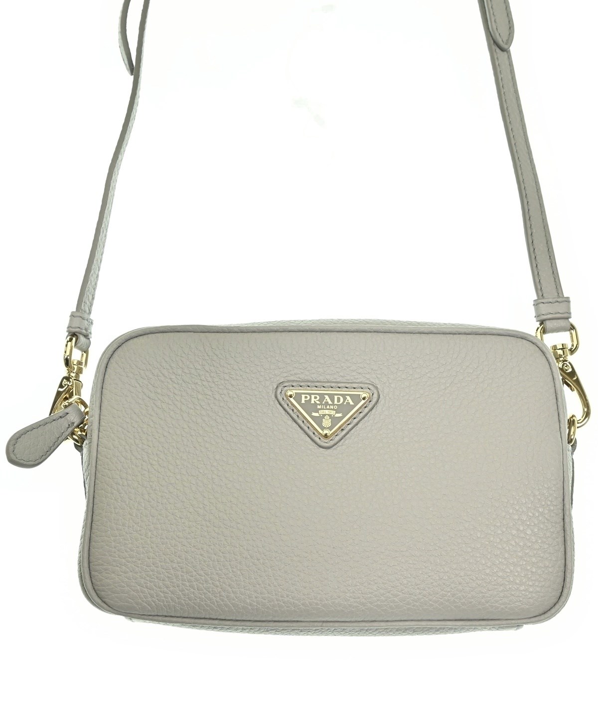 PRADA プラダ ショルダーバッグ  グレー 【古着】【中古】【送料無料】 中古・古着通販】PRADA (プラダ) レザーショルダーバッグ グレー