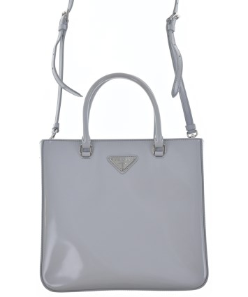 PRADA ハンドバッグ 手提げ ロゴ型押し グレー レザー IPI 白タグ PRADA（プラダ）ハンドバッグ グレー サイズ:- レディース