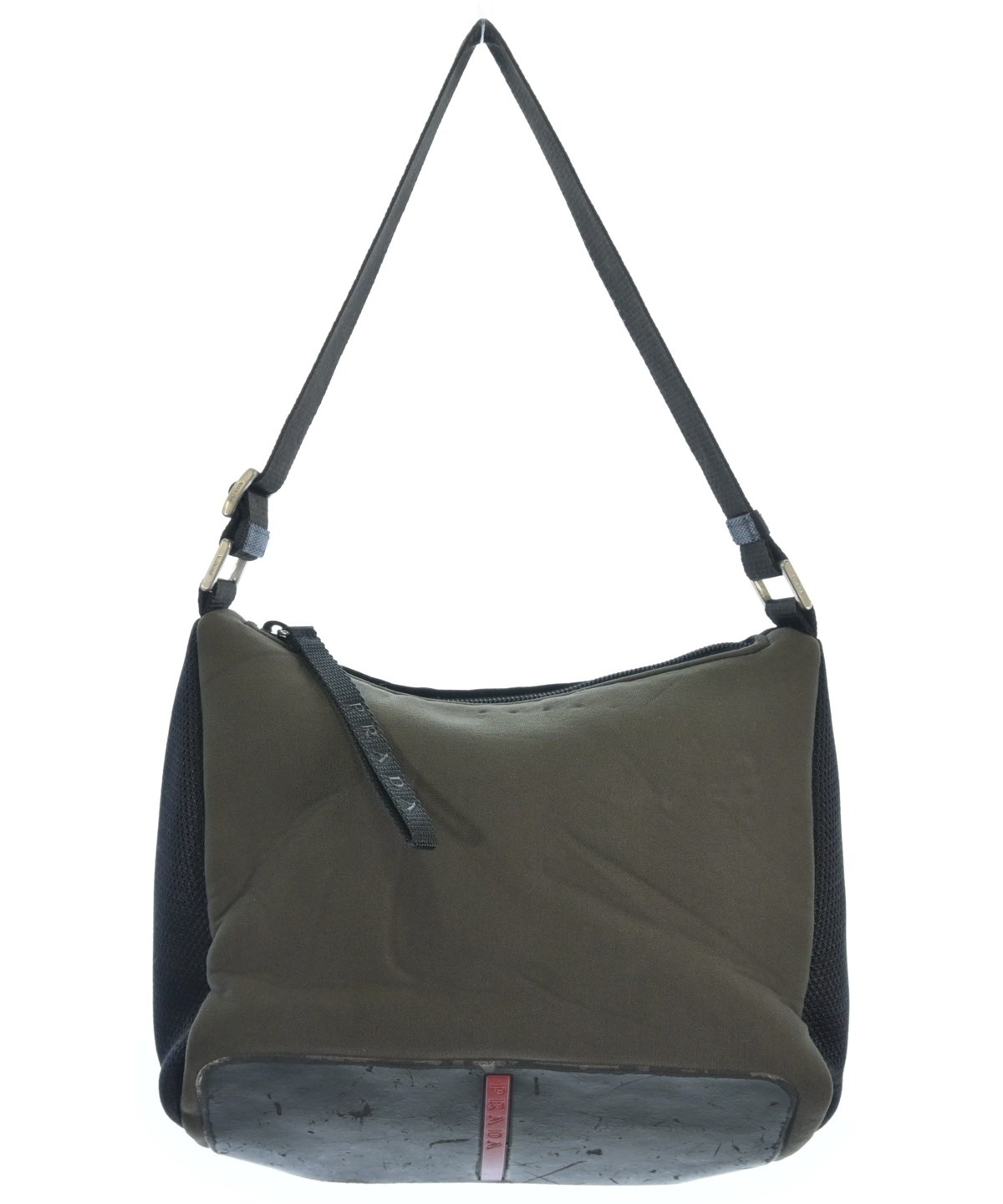 プラダ スポーツ ウール ラバー ショルダーバッグ 黒 ダークグレー PRADA SPORT（プラダスポーツ）ショルダーバッグ 黒 サイズ