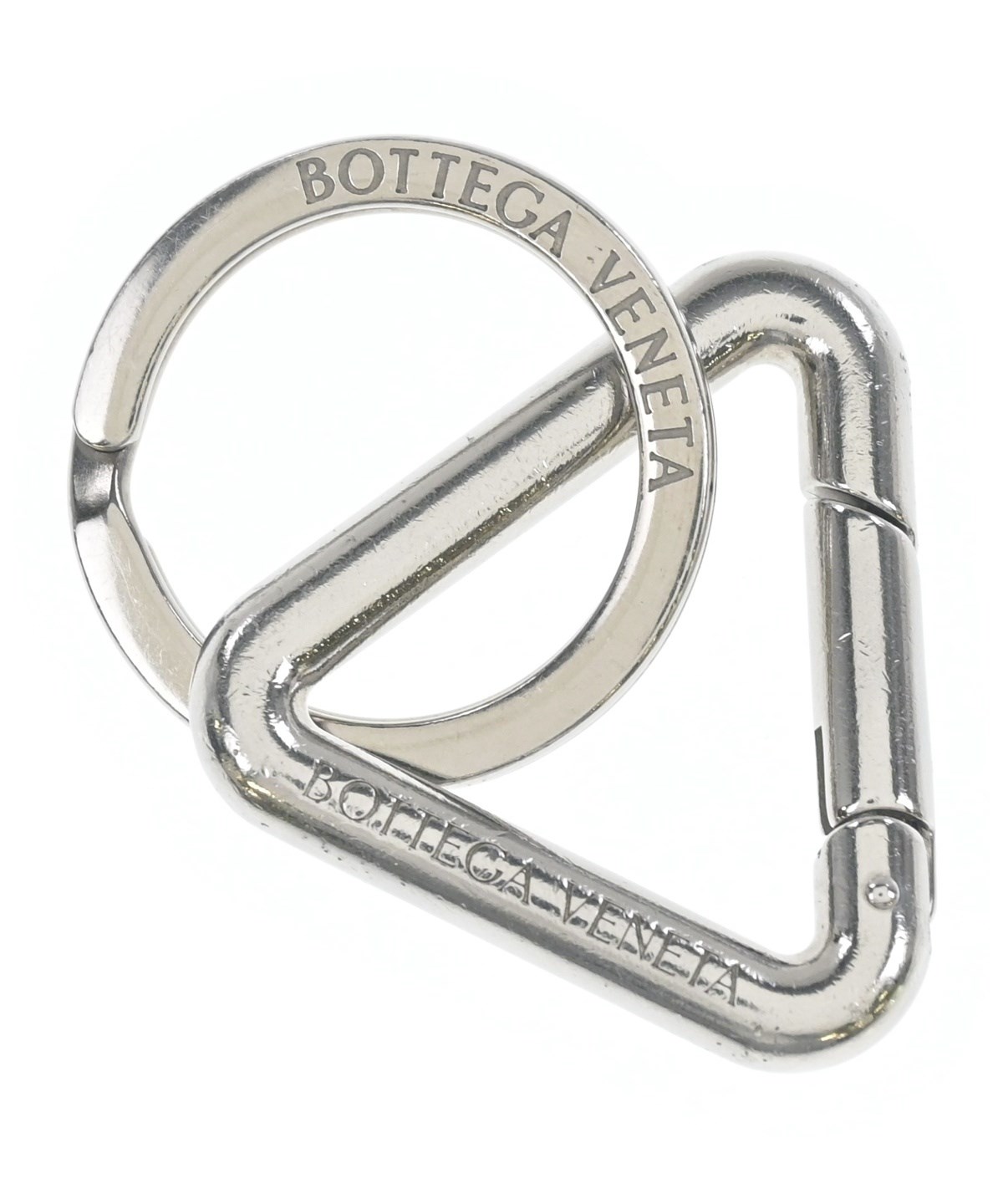 ★美品★ BOTTEGA VENETA 編み込みレザー キーホルダー　シルバー BOTTEGA VENETA（ボッテガヴェネタ）キーケース・キーホルダー