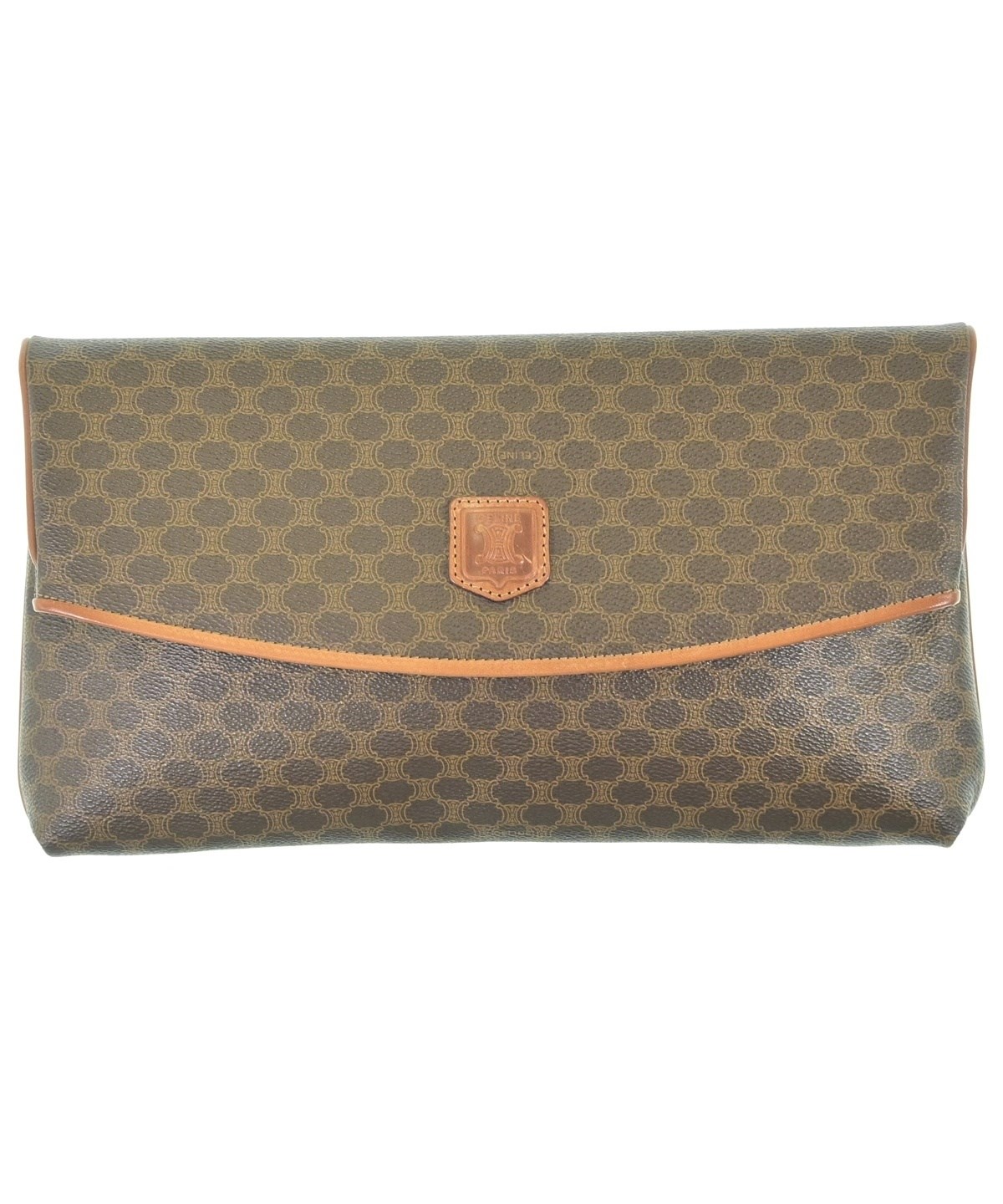 CELINE クラッチバッグ　オールドセリーヌ　マカダム柄　ファスナー式　茶 4501826E0068_x1_a001.jpg