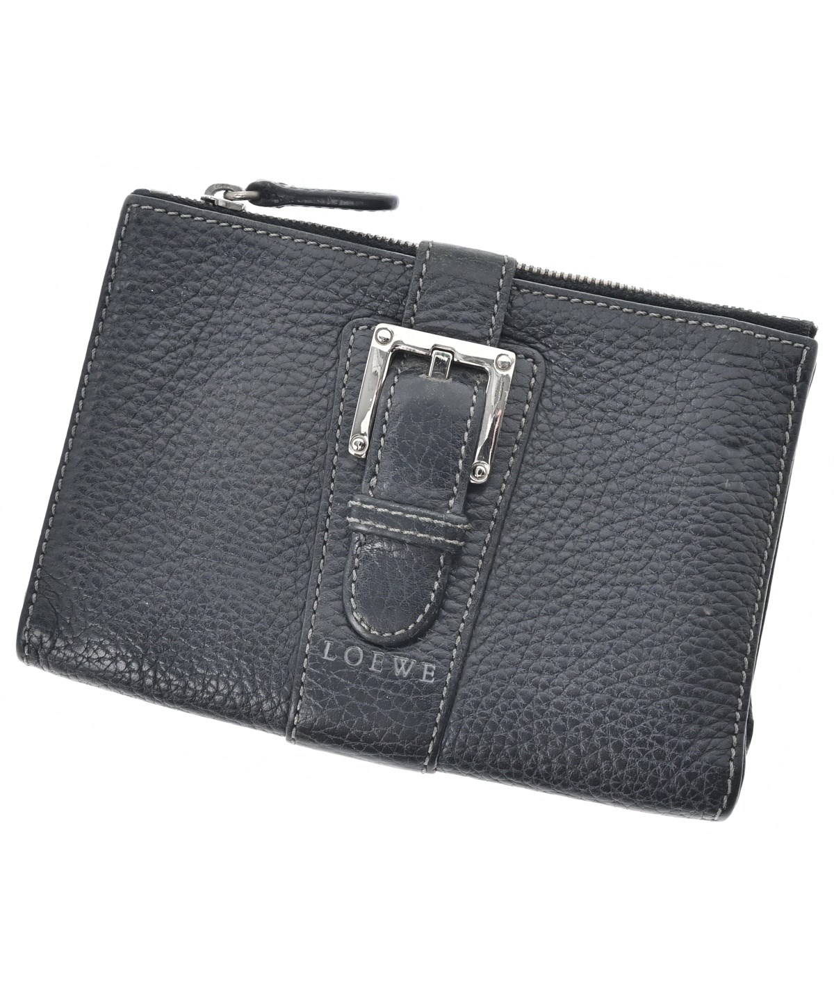 LOEWE ロエベ 財布・ケース  グレー 【古着】【中古】【送料無料】 LOEWE（ロエベ） 中古 三折財布 レディース ブランド アナグラム