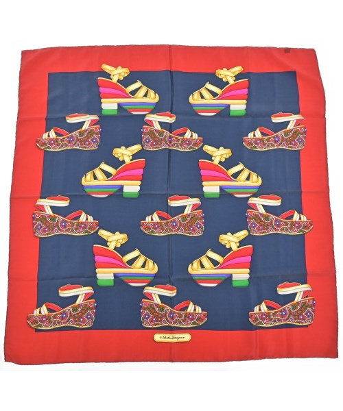 Salvatore Ferragamo(サルバトーレフェラガモ)バンダナ・スカーフ 紺 サイズ:-/2200656862832