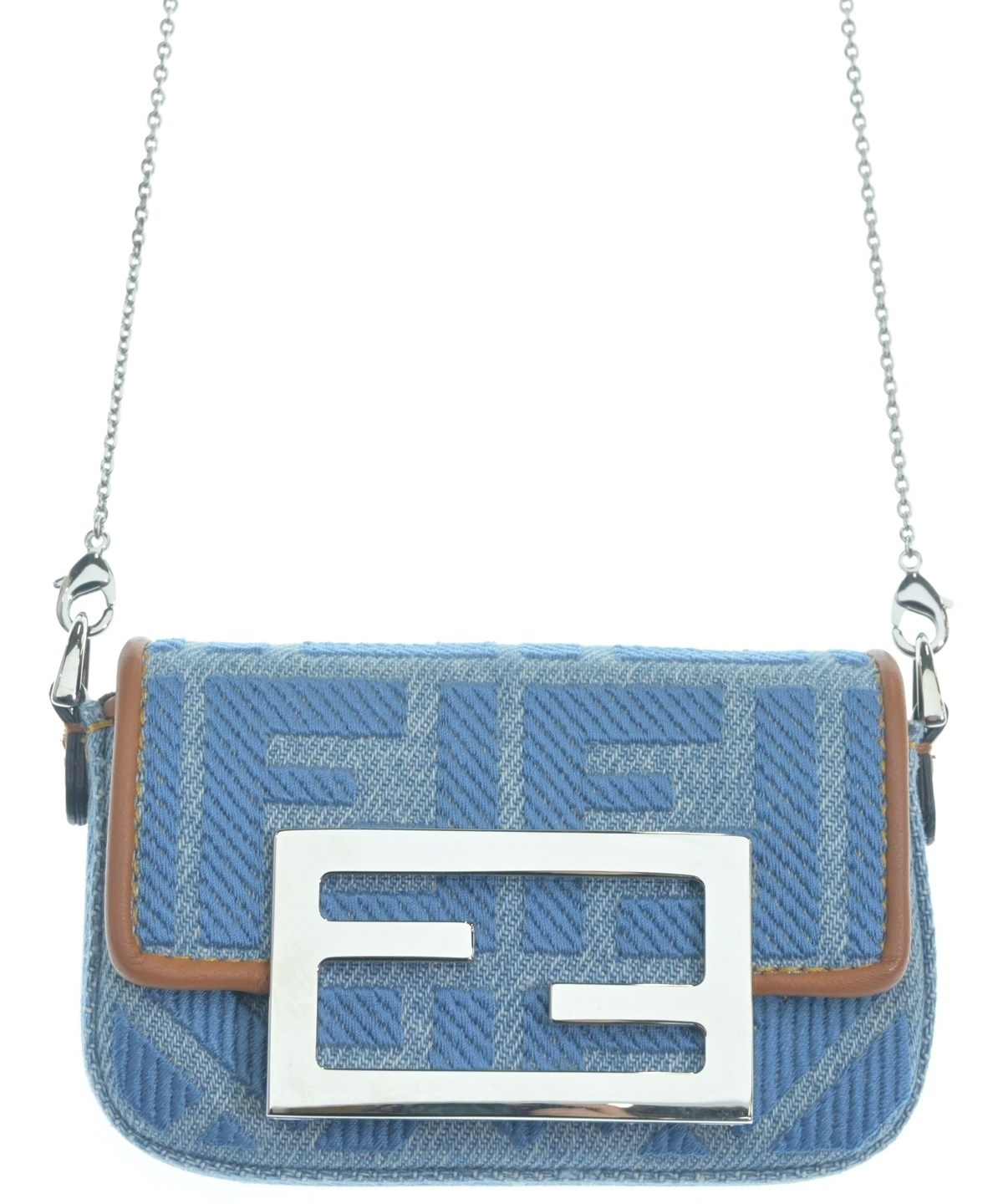 FENDI フェンディ ショルダーバッグ L ライトグレーx青緑x黄 【古着】【中古】 中古・古着通販】FENDI (フェンディ) ショルダーバッグ スカイブルー