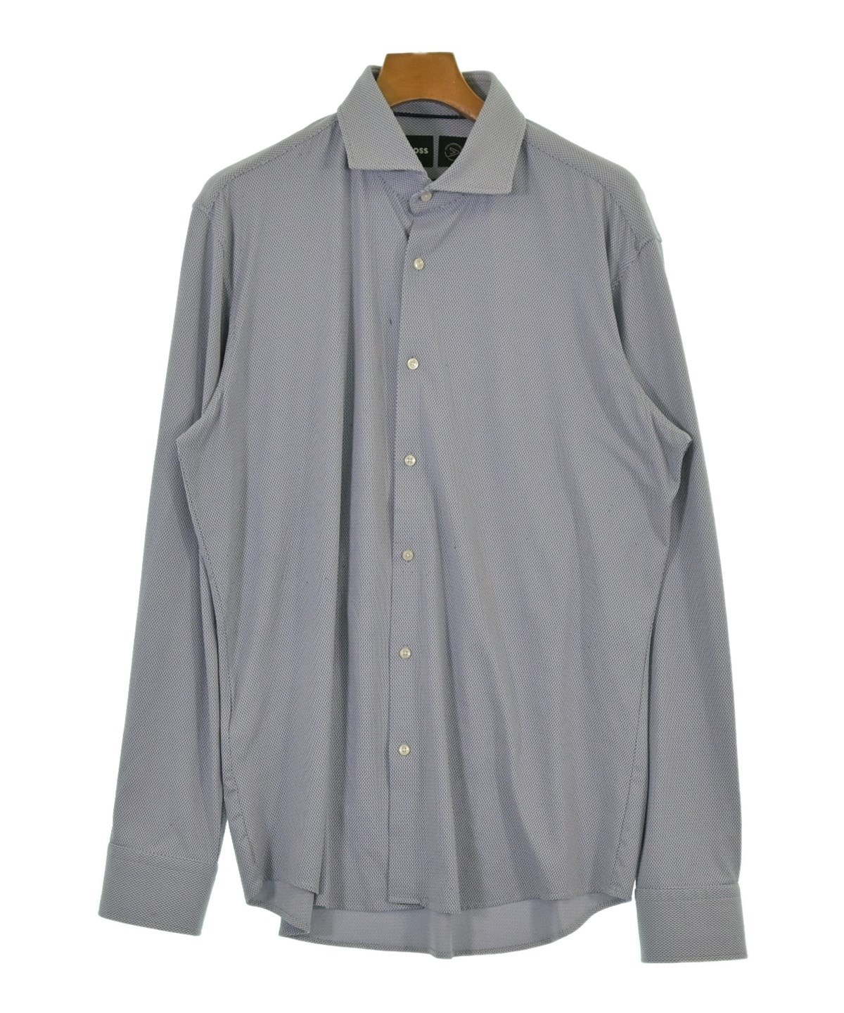 2XL【未使用級】ヒューゴボス シルク混 ステッチ 大きいサイズ メンズ グレー HUGO BOSS（ヒューゴボス）ドレスシャツ 青 サイズ:L メンズ