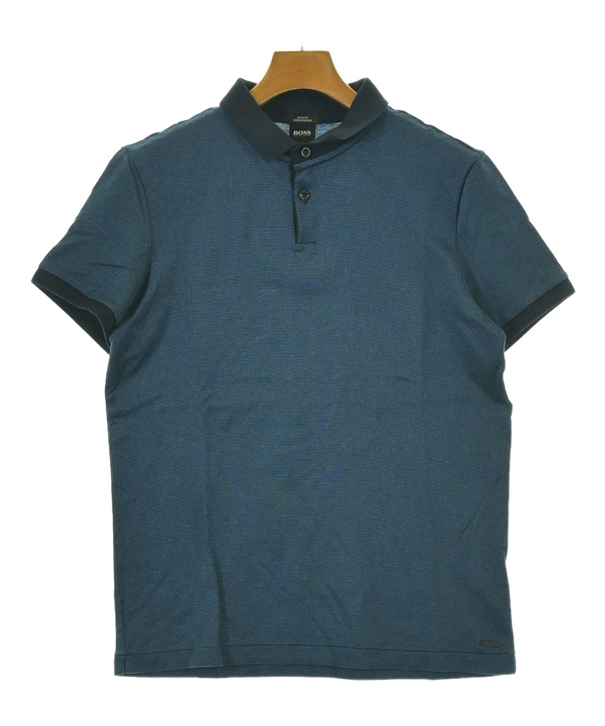 新品未使用　BOSS ダークブルー ポロシャツ BOSS] ストラクチャードコットン ポロシャツ ジップネック Dark Blue L