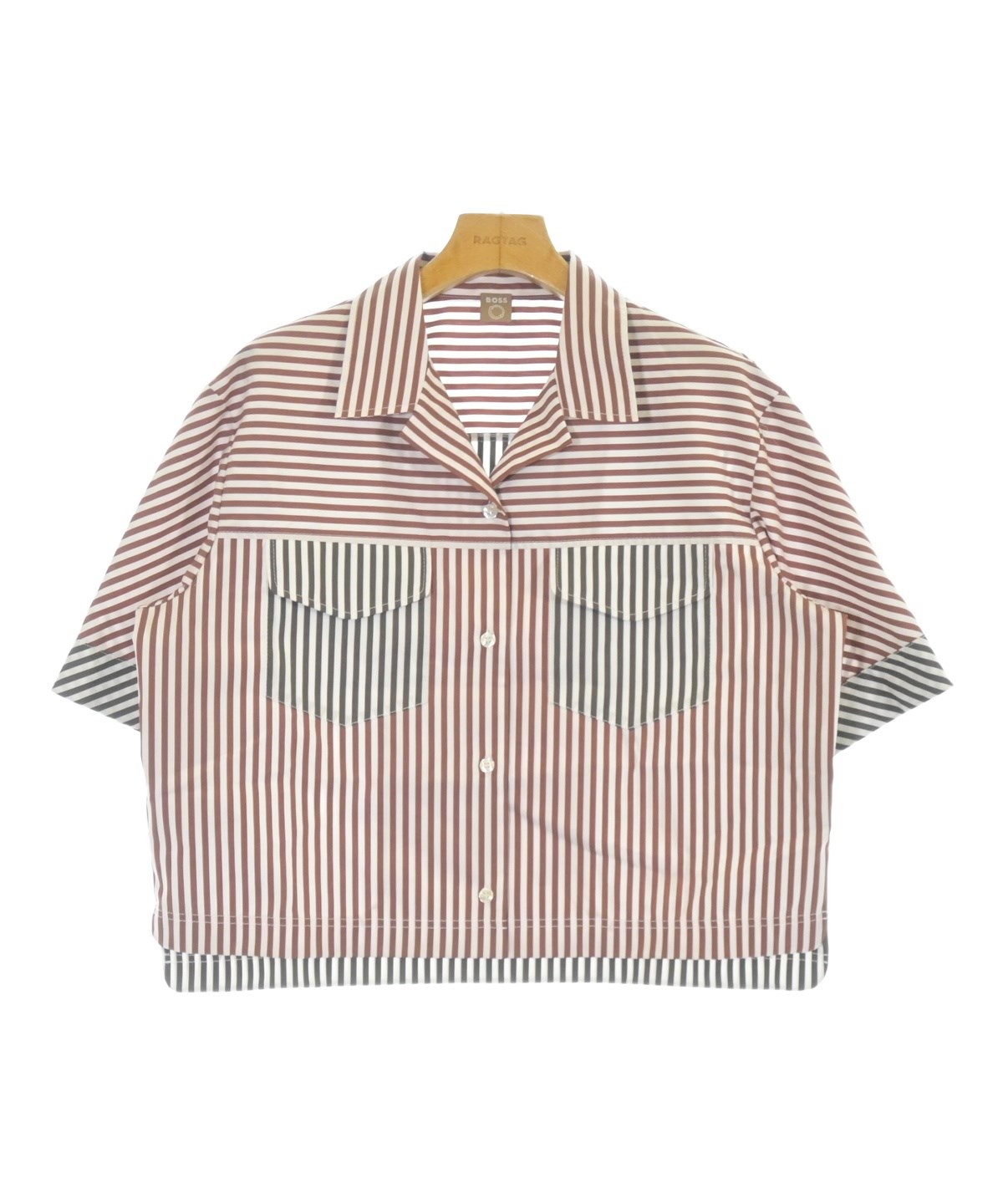 HUGO BOSS (ヒューゴボス) ★★ ① 10240711 ストライプシャツ レディース ピンクオレンジ 40 HUGO BOSS GREEN ヒューゴ ボス グリーン ストレッチパンツ ピンク系