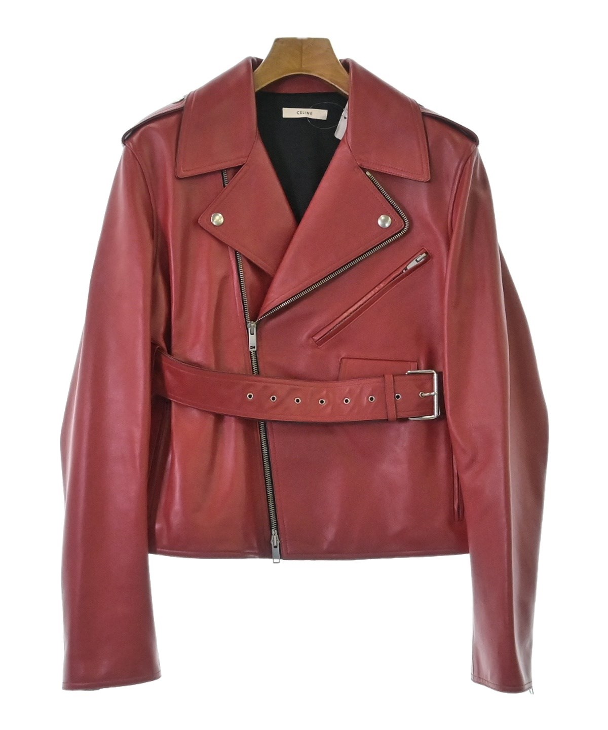 CELINE（セリーヌ）ライダース 赤 サイズ:38(S位) レディース