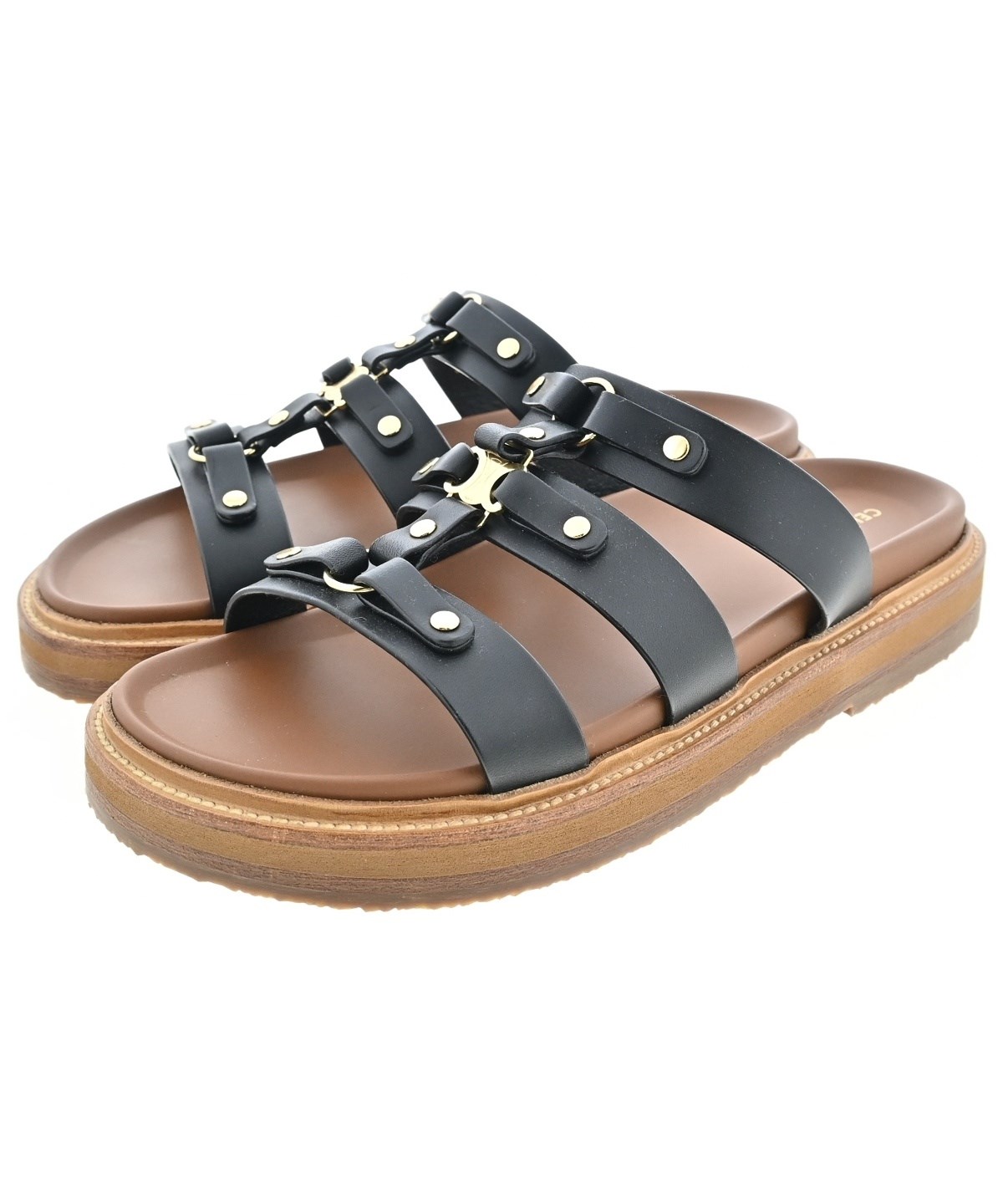 CELINE フラワー サンダル 36 黒 CELINE フラワー サンダル 36 黒（CELINE セリーヌ レディース