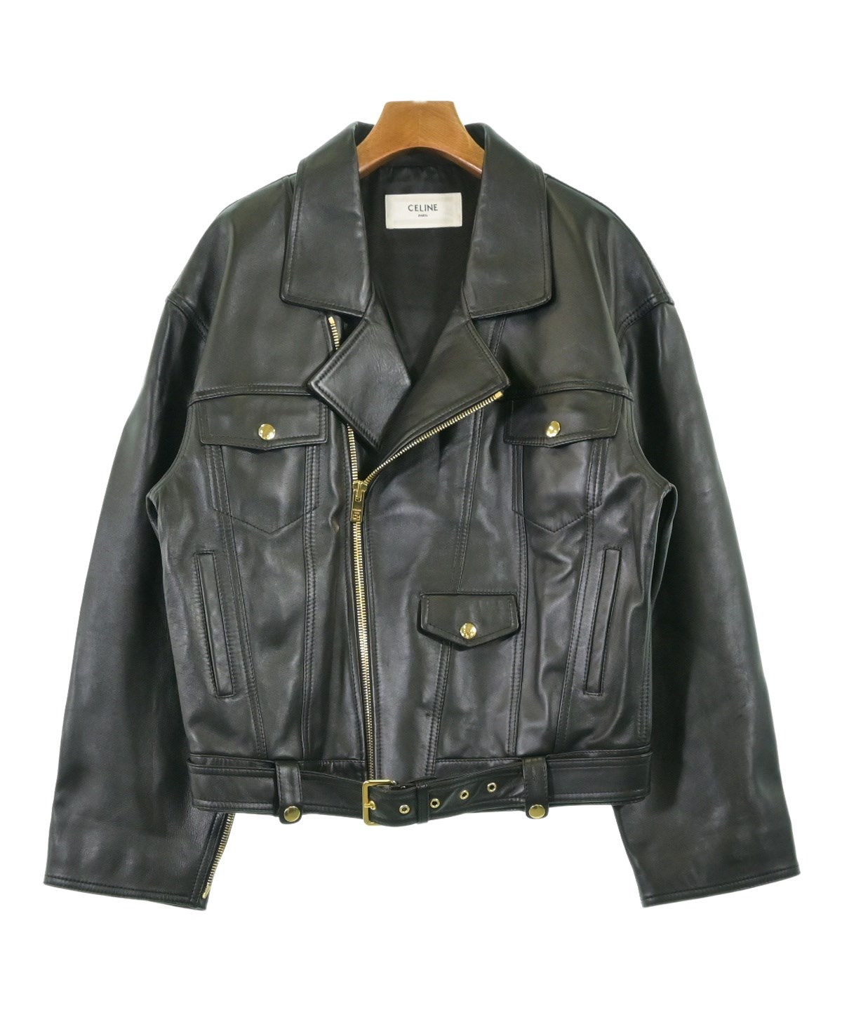 CELINE（セリーヌ）ライダース 黒 サイズ:36(XS位) レディース