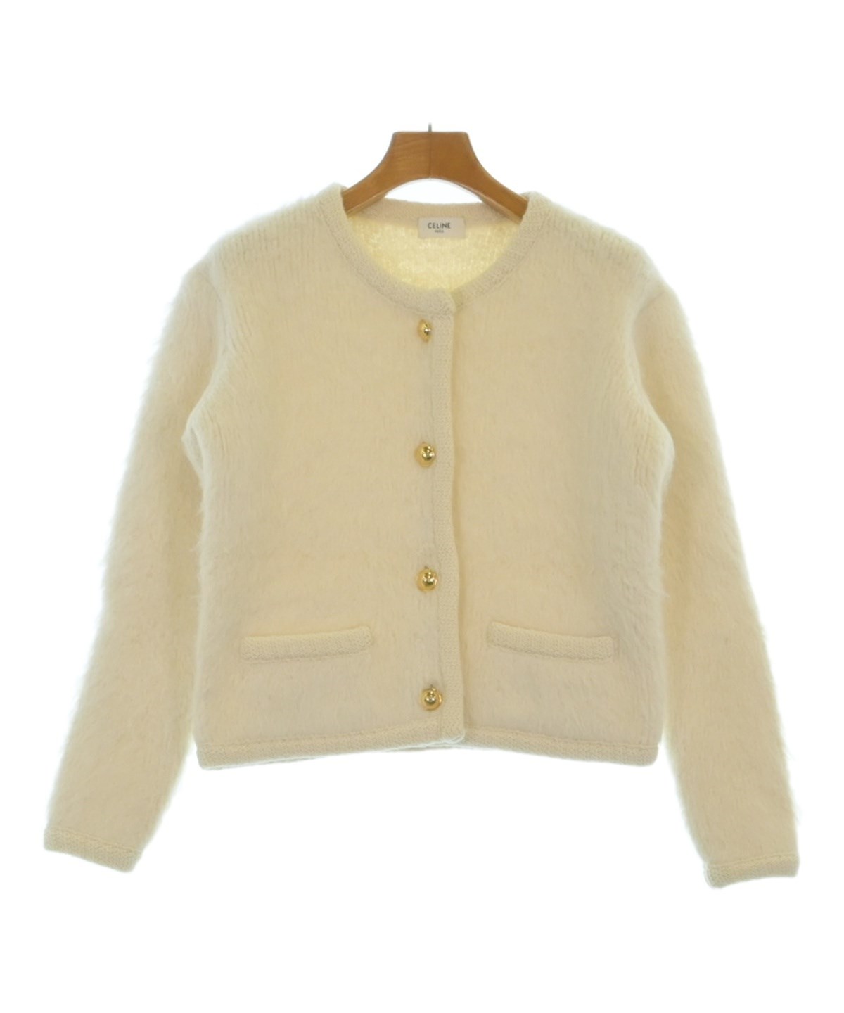CELINE（セリーヌ）ノーカラージャケット 白 サイズ:XS レディース