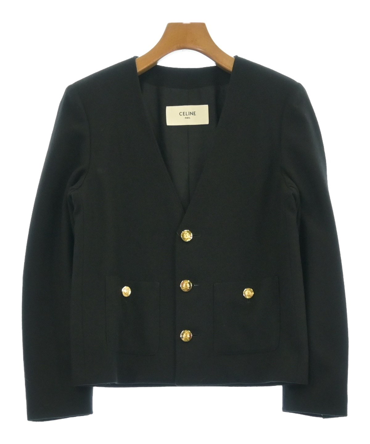 ご予約品ですCELINE ノーカラージャケットガーデン2025SS 34 CELINE（セリーヌ）ノーカラージャケット 黒 サイズ:34(XXS位