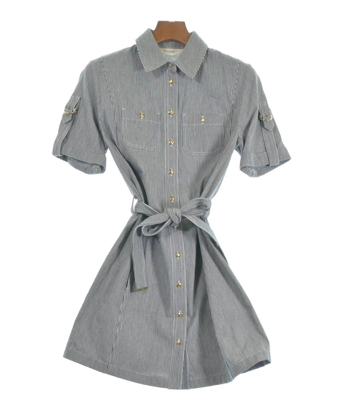 CELINE（セリーヌ）シャツワンピース 紺 サイズ:34(XXS位) レディース