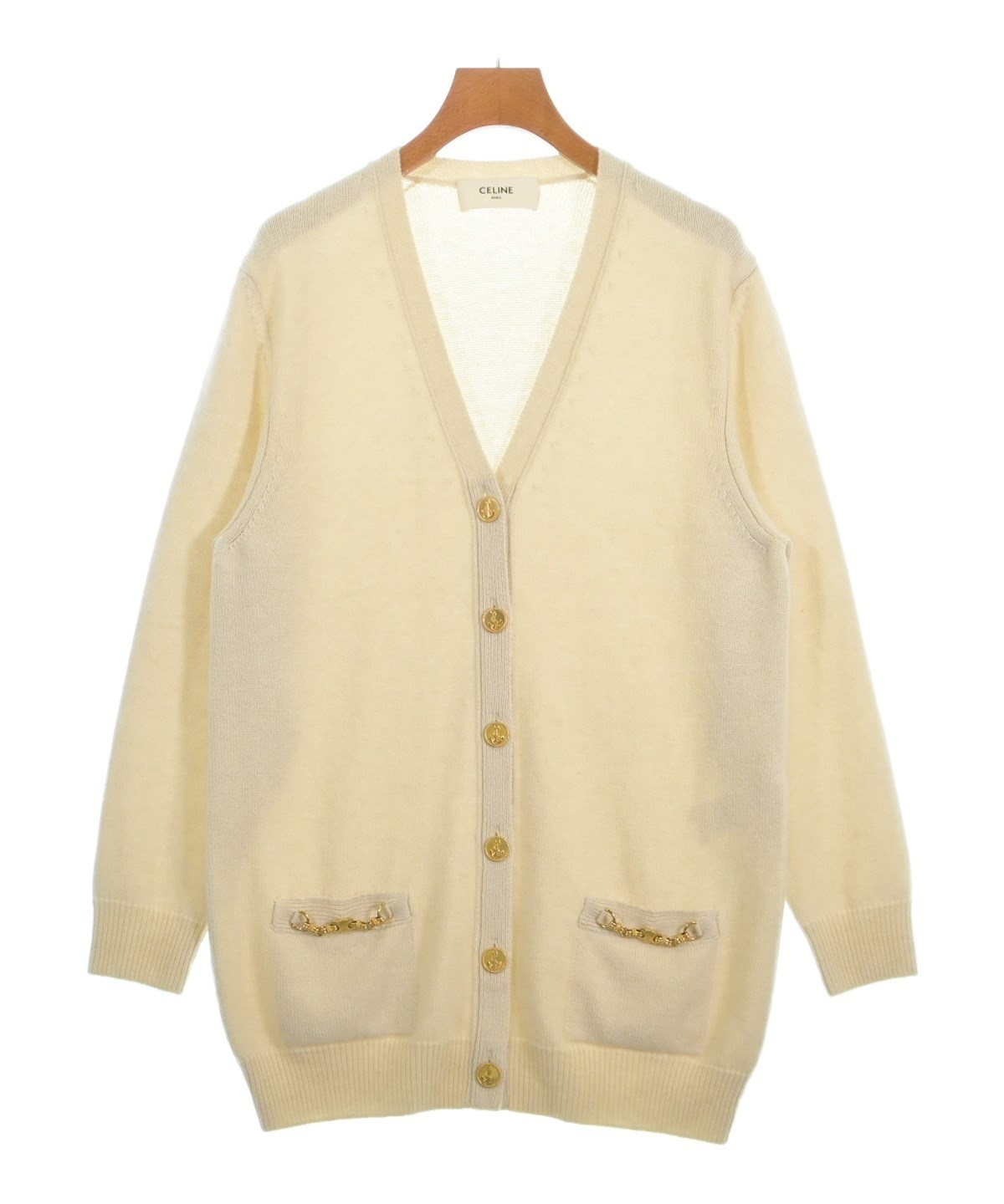 CELINE ホワイト ニットセーター　カーディガン CARDIGAN IN CASHMERE AND SILK - OFF WHITE | CELINE