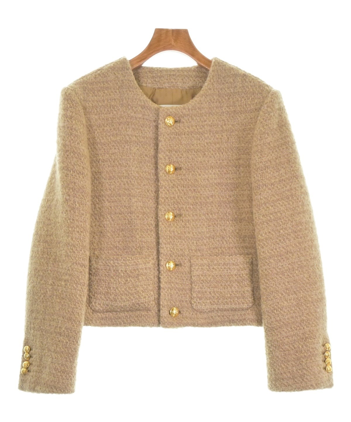 【未使用】CELINE ヴィンテージ ノーカラージャケット シャイニーゴールド CELINE（セリーヌ）ノーカラージャケット ベージュ サイズ:38(S位