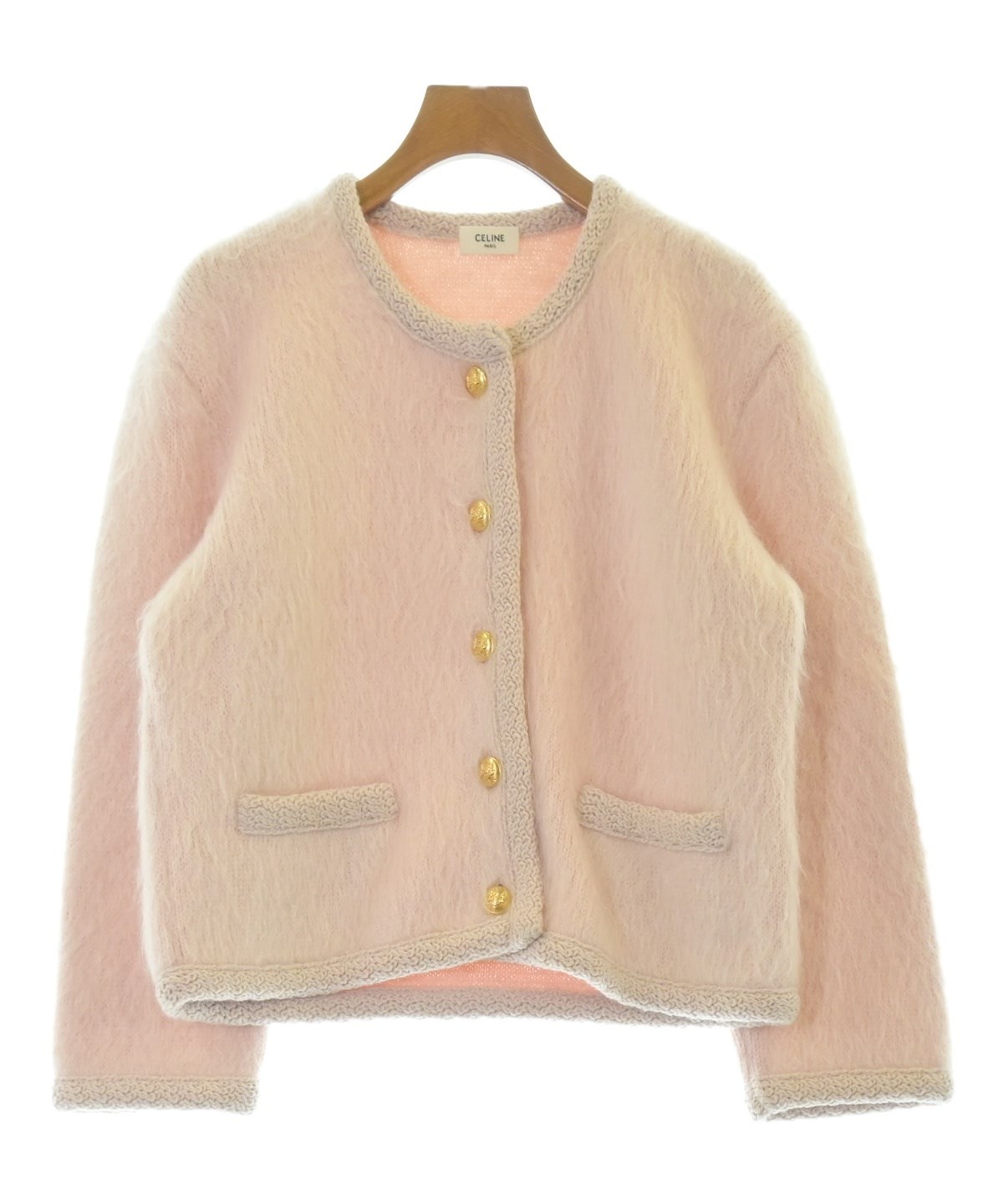 CELINE（セリーヌ）ノーカラージャケット ピンク サイズ:S レディース
