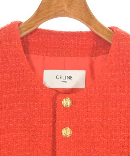 CELINE（セリーヌ）ノーカラージャケット 赤 サイズ:42(XL位) レディース/2200572872038