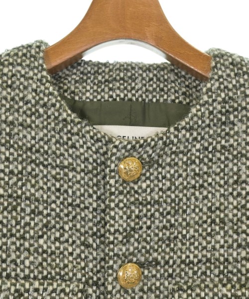 CELINE（セリーヌ）ノーカラージャケット 緑 サイズ:38(M位) レディース/2200572872144