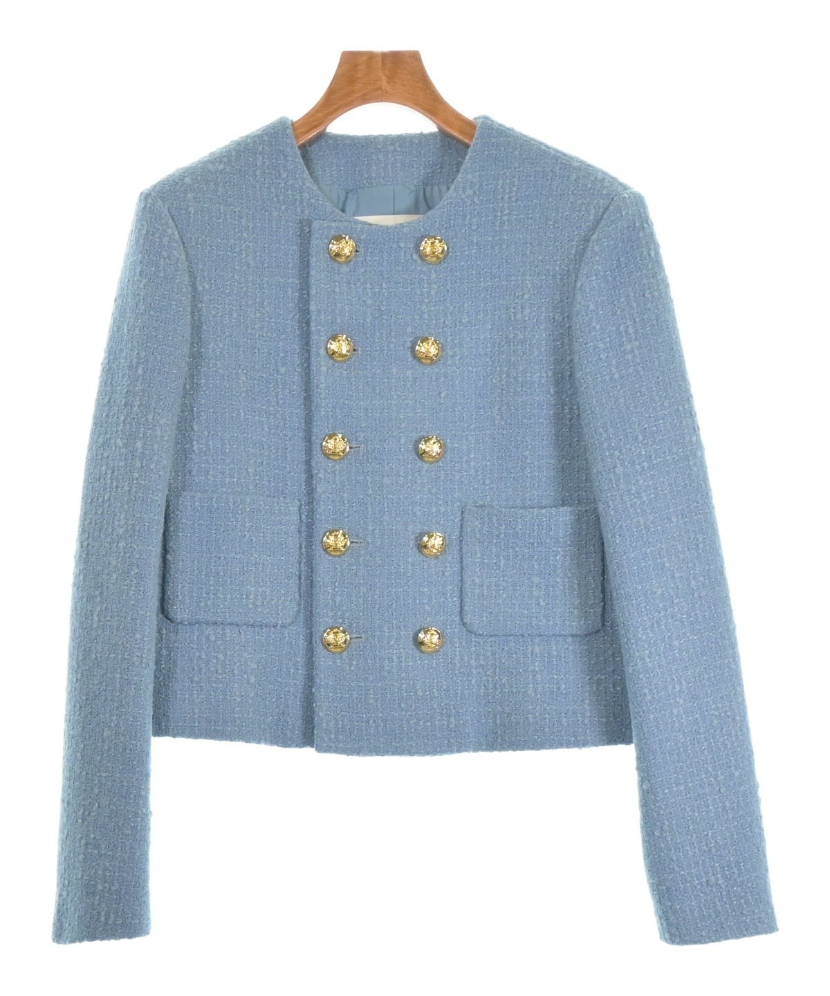 CELINE（セリーヌ）ノーカラージャケット 青 サイズ:40(L位