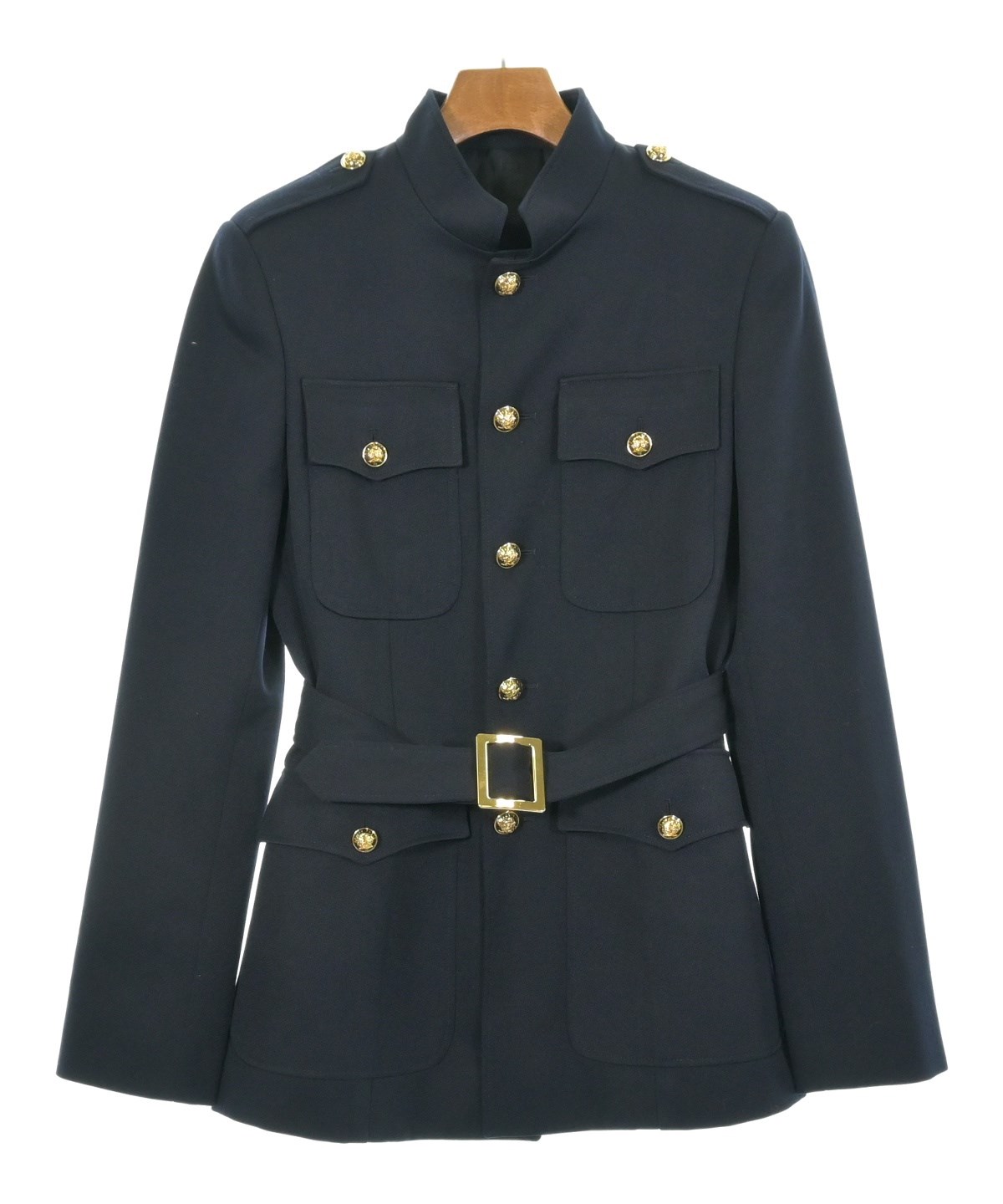 CELINE（セリーヌ）ノーカラージャケット 紺 サイズ:34(XS位