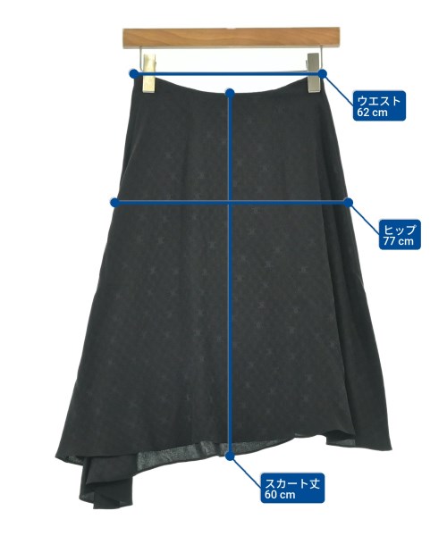 CELINE（セリーヌ）ひざ丈スカート 黒 サイズ:36(XS位) レディース/2200692573297