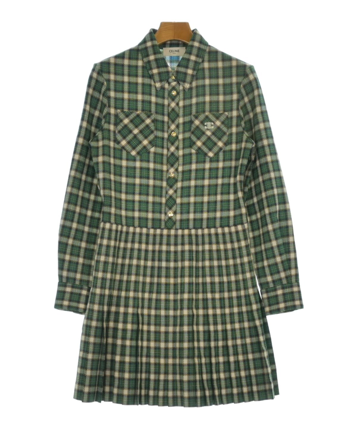 セリーヌワンピース　34 CELINE（セリーヌ）ワンピース 緑 サイズ:34(XXS位) レディース